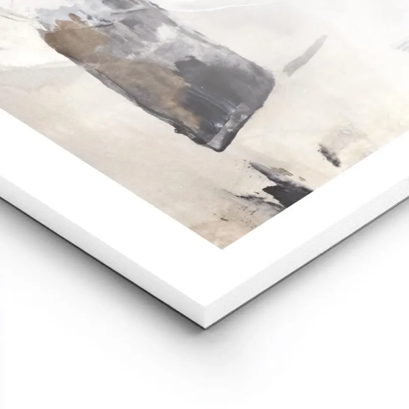 affiche avec peinture abstraite beige blanc et gris touches de noir et marron co lightpanel.webp
