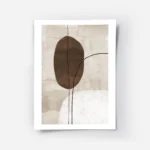 affiche avec peinture abstraite de formes organiques marron et blanches traverse.webp