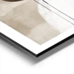 affiche avec peinture abstraite de formes organiques marron et blanches traverse aluminium.webp