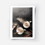 affiche avec photographie de deux tasses de cafe latte vues den haut garnies de .webp