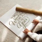 affiche avec texte the most wonderful time of the year en typographie marron sur enroule.webp