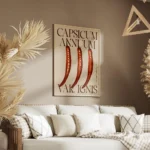 affiche avec trois piments rouges coupes en deux et leurs graines sur fond beige salon.webp