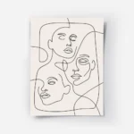 affiche avec trois visages feminins esquisses en lignes noires continues sur un .webp