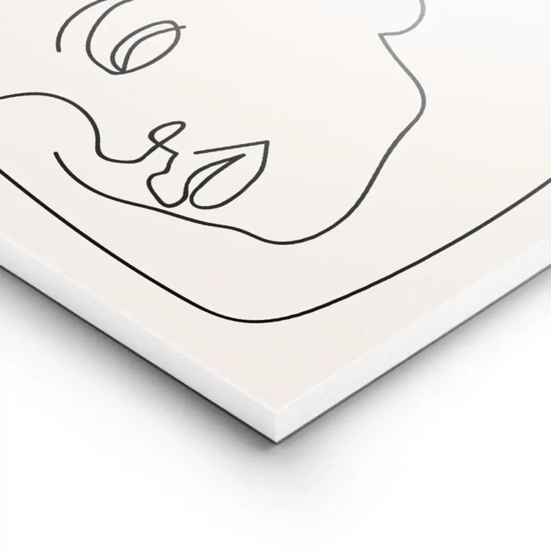 affiche avec trois visages feminins esquisses en lignes noires continues sur un lightpanel.webp