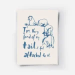 affiche avec typographie bleue et illustration humoristique dun ane sur fond bei.webp