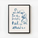 affiche avec typographie bleue et illustration humoristique dun ane sur fond bei avec cadre.webp
