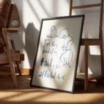 affiche avec typographie bleue et illustration humoristique dun ane sur fond bei encadre.webp