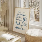 affiche avec typographie bleue et illustration humoristique dun ane sur fond bei salon beige.webp