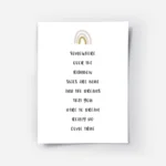 affiche avec typographie noire et un arc en ciel minimaliste beige et ocre sur f.webp