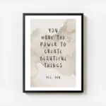 affiche avec typographie noire sur fond beige aquarelle texte you have the power avec cadre.webp