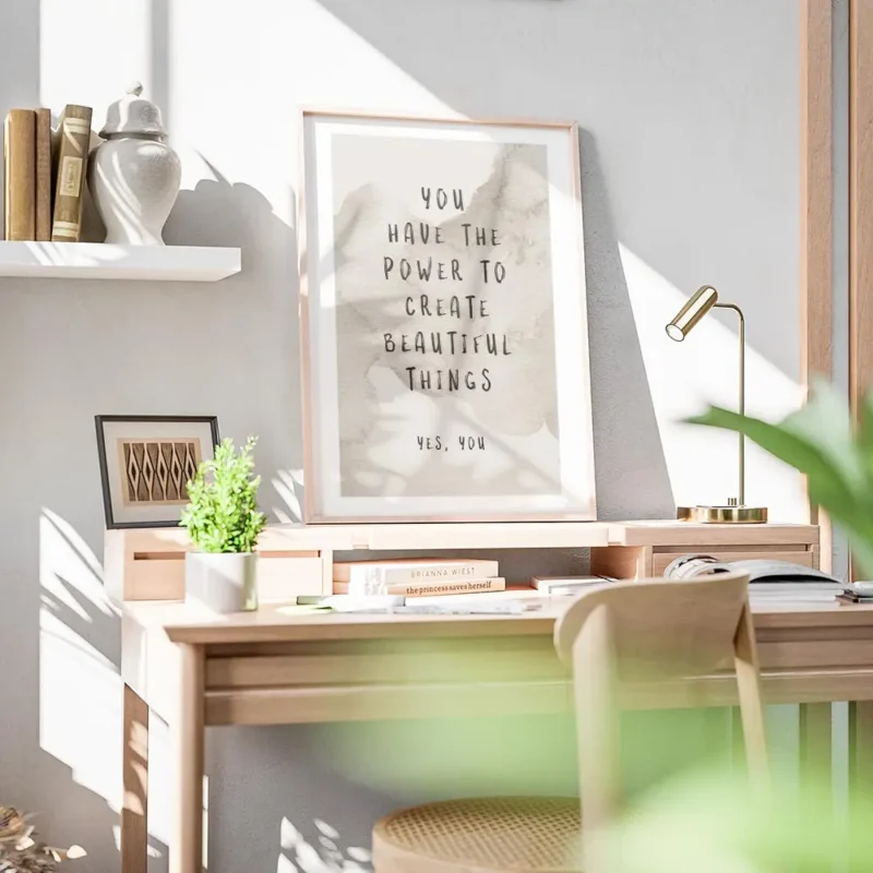 affiche avec typographie noire sur fond beige aquarelle texte you have the power bureau.webp