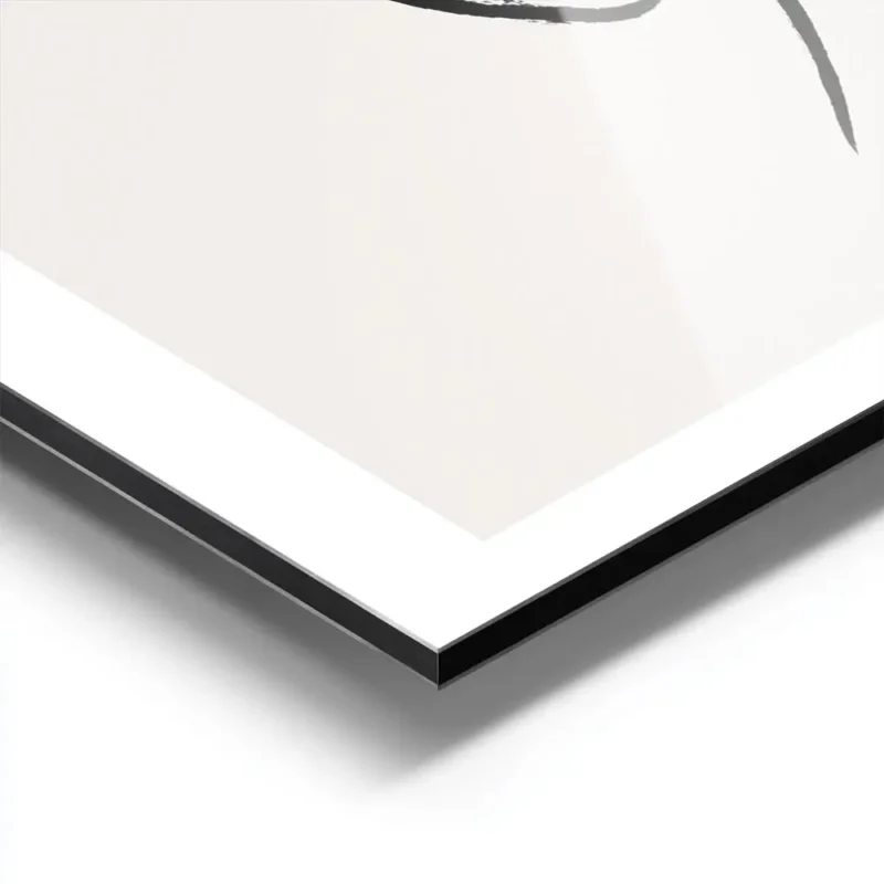 affiche avec un art lineaire noir de deux figures humaines abstraites entrelacee aluminium.webp