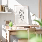 affiche avec un art lineaire noir de deux figures humaines abstraites entrelacee bureau.webp