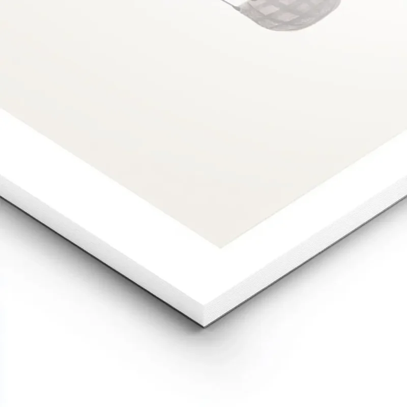 affiche avec un ballon a air chaud aux rayures blanches et beige aux details ble lightpanel.webp