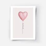 affiche avec un ballon rose en forme de c ur et le texte be kind en typographie .webp