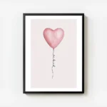 affiche avec un ballon rose en forme de c ur et le texte be kind en typographie avec cadre.webp