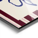 affiche avec un bouquet de fleurs bleues stylisees et un ruban je tadore sur fon aluminium.webp