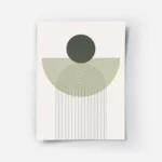 affiche avec un cercle vert fonce et une arche verte claire sur un fond blanc de.webp