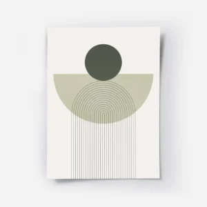 affiche avec un cercle vert fonce et une arche verte claire sur un fond blanc de.webp