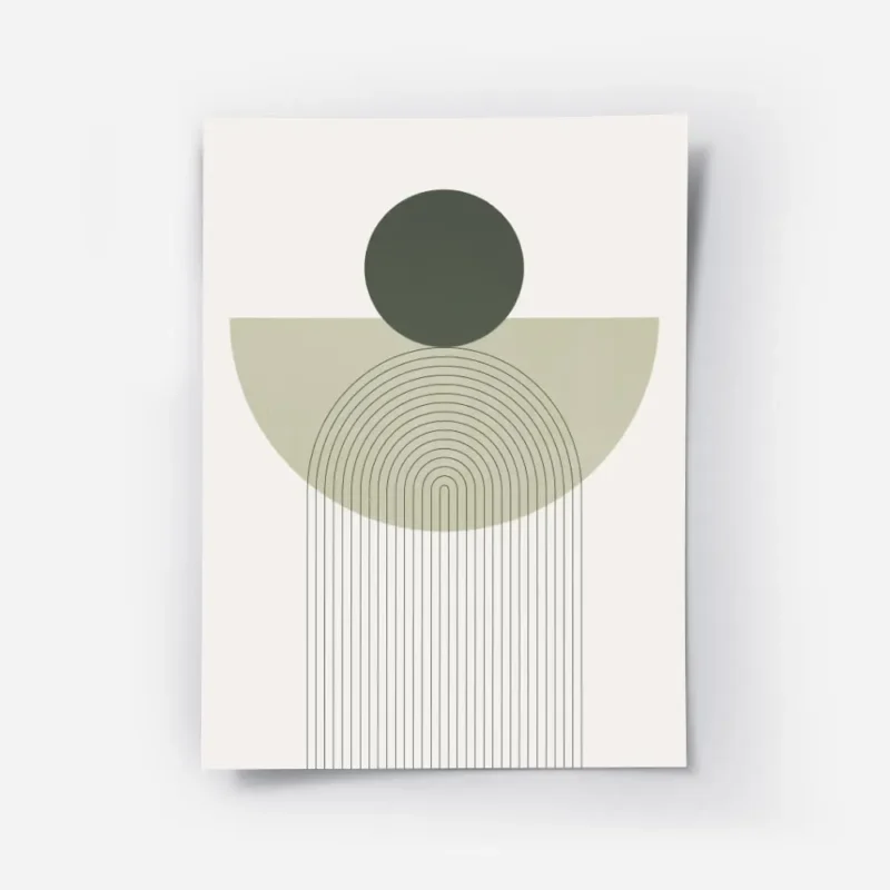 affiche avec un cercle vert fonce et une arche verte claire sur un fond blanc de.webp