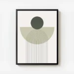 affiche avec un cercle vert fonce et une arche verte claire sur un fond blanc de avec cadre.webp