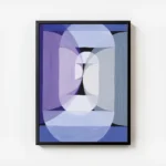 affiche avec un cercle violet et des formes geometriques bleues et grises avec u avec cadre.webp