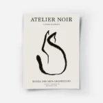 affiche avec un chat noir abstrait en line art sur fond beige avec du texte en t.webp