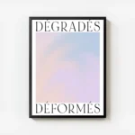 affiche avec un degrade pastel abstrait de couleurs violettes bleues et roses av avec cadre.webp