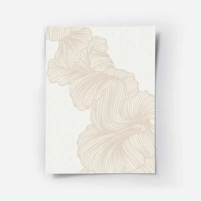 affiche avec un design de lignes beiges abstraites formant des formes organiques.webp