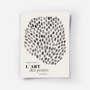 affiche avec un design de points noirs en nuances variees formant un cercle avec.webp