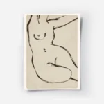 affiche avec un dessin de corps de femme nue style esquisse au fusain sur fond b.webp
