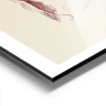 affiche avec un dessin de femme nue croquis aux traits rouges sur fond beige aluminium.webp