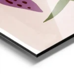 affiche avec un dessin de lys violet avec des taches marron et une tige verte su aluminium.webp