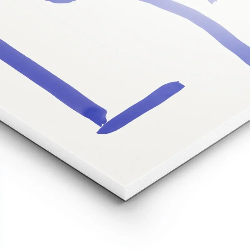 affiche avec un dessin de visage abstrait en lignes bleues sur fond clair style lightpanel.webp