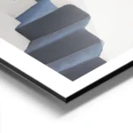 affiche avec un escalier bleu menant a une terrasse blanche surplombant la mer e aluminium.webp