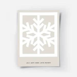affiche avec un flocon de neige blanc graphique au centre dun carre sur fond bei.webp