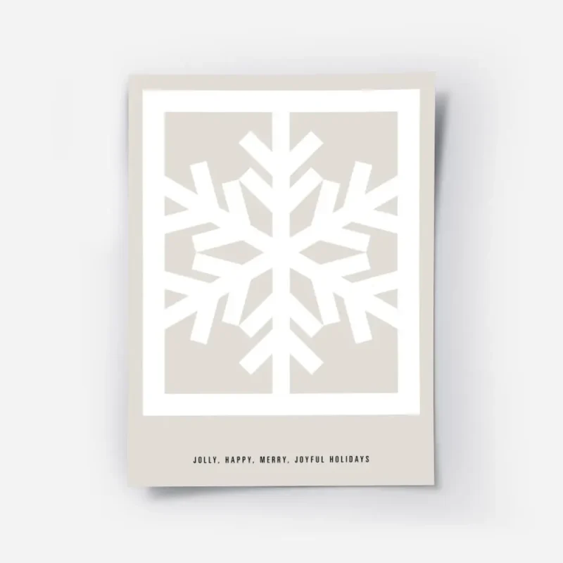 affiche avec un flocon de neige blanc graphique au centre dun carre sur fond bei.webp