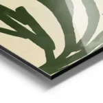 affiche avec un fond vert delave des formes vegetales sombres un cercle vert vif aluminium.webp