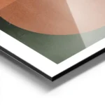 affiche avec un grand soleil orange sur fond beige et vert survole par des oisea aluminium.webp