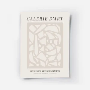 affiche avec un motif abstrait beige et texte noir style typographie sur fond cl.webp