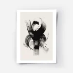 affiche avec un motif abstrait de coups de pinceau noirs audacieux et de taches .webp