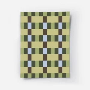 affiche avec un motif de damier compose de carres vert olive vert fonce beige et.webp