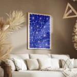 affiche avec un motif floral colore de fleurs bleues aux c urs roses sur fond be salon.webp