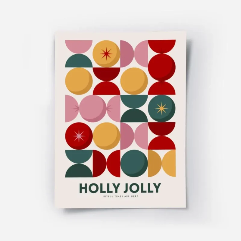affiche avec un motif geometrique de cercles et demi cercles colores en grille a.webp