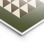 affiche avec un motif geometrique de triangles beiges et marron sur fond vert lightpanel.webp