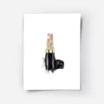 affiche avec un rouge a levres chanel rose pale et dore sur fond blanc avec une .webp