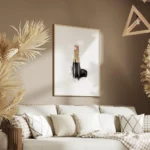 affiche avec un rouge a levres chanel rose pale et dore sur fond blanc avec une salon.webp