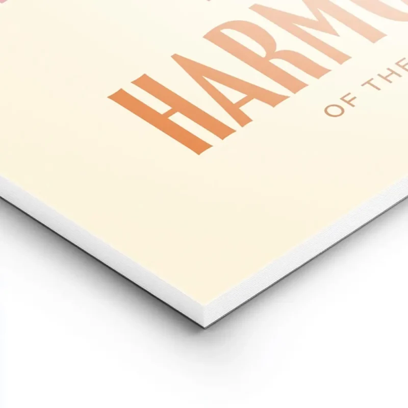affiche avec un soleil orange sur un carre rose et le texte in the harmony of th lightpanel.webp