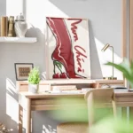 affiche avec un talon aiguille rouge et brillant le talon est remplace par des c bureau.webp