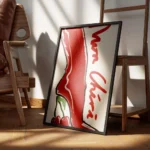 affiche avec un talon aiguille rouge et brillant le talon est remplace par des c encadre.webp